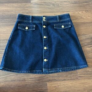 NWOT H&M Dark Blue Button-Front Mini Skirt